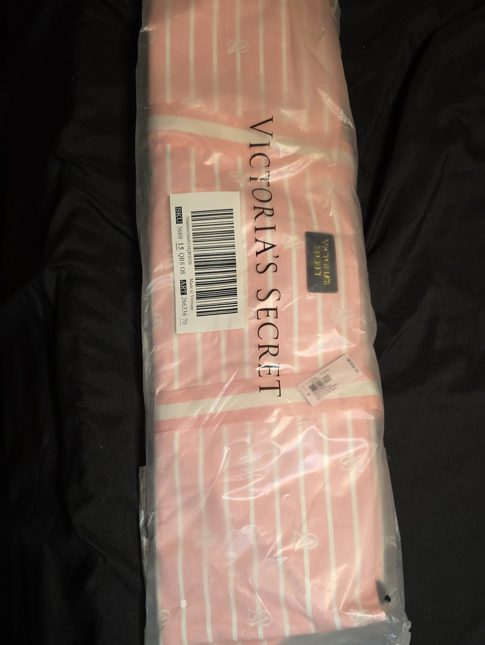 Victoria's Secret Pink & White Striped Tote Bag